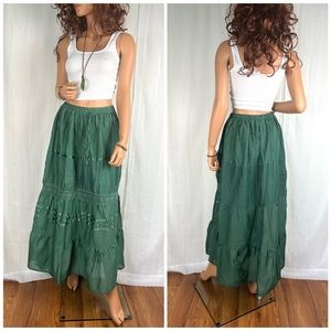 Cottagecore Long Skirt Pine Green